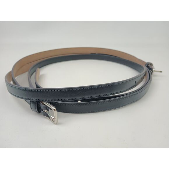 Alexander McQueen Women\'s Black Thin Long Leather Double Belt Size 75 cm 30\